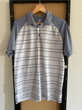 Mizzen+Main Light Grey Striped Polo (Trim)